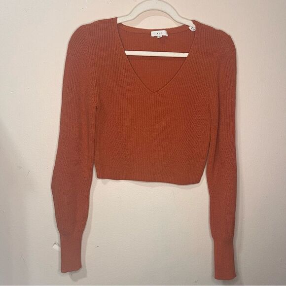 A.L.C. Kimby Ribbed Knit Sweater In Burnt Terracotta - Picture 8 of 11